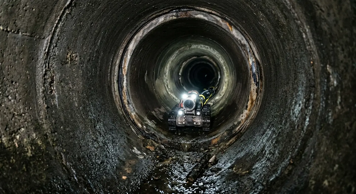 Robotic sewer camera inspecting pipe interior for Sewer Line Repair in Taunton